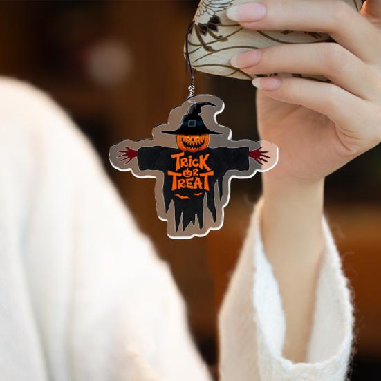 Halloween Pumpkin Ghost Ornaments for Cars Bags Holiday-themed Decorative Pendants 2D Acrylic