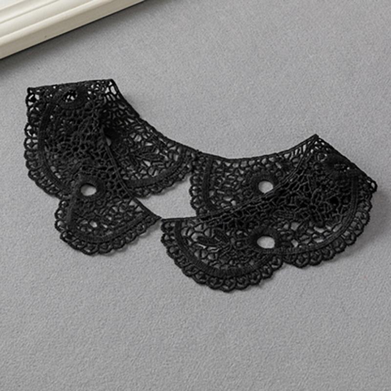 1 Pair Black White Lace Accessories Handmade DIY Fake Collar Water soluble Lace Decorative Patch Clothing Collar Patch