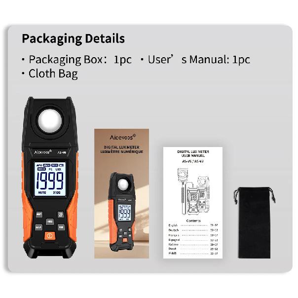 Aicevoos Digital Illuminance Meter,High Precision Handheld Light Meter,Luxmeter Luminance Lux Test,Illuminance Tester,Lux Meter