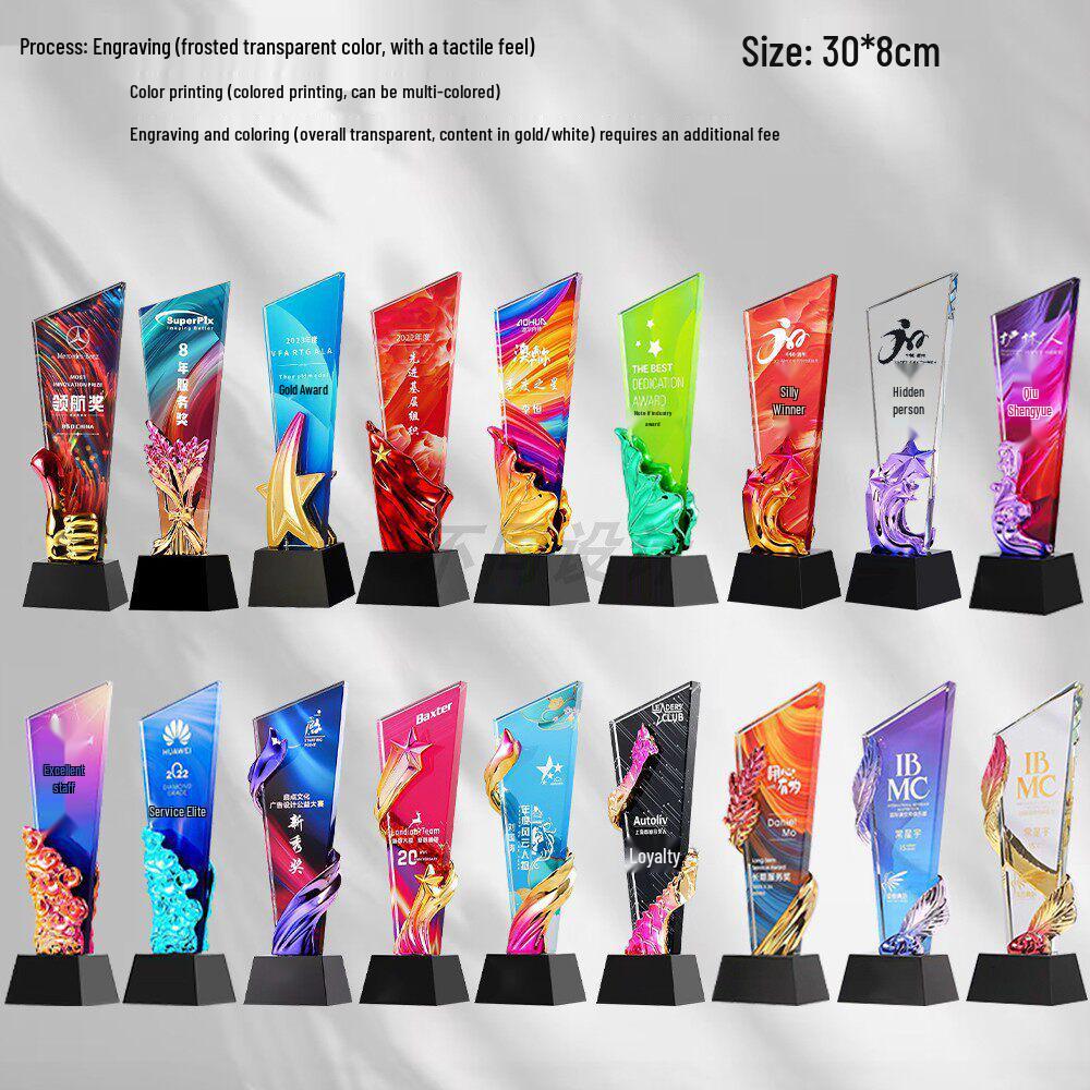 Colorful Crystal Blade Award: Outstanding Employee and Team Commemorative Trophy for Annual Meeting