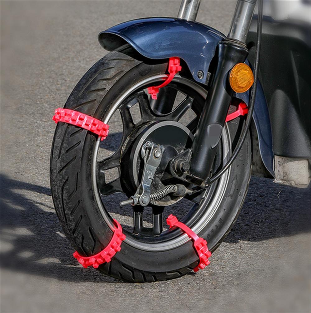 New 10x Red Motorcycle Scooter Wheel Tire Snow Chains Winter Road Safety Anti-skid