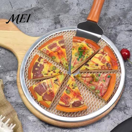 Leichtes Pizza-Netz aus Aluminiumlegierung, Antihaft-Backblech, leicht zu reinigendes Grillblech, runder Crisper für den Ofen, Heimküche, Restaurant, tragbar