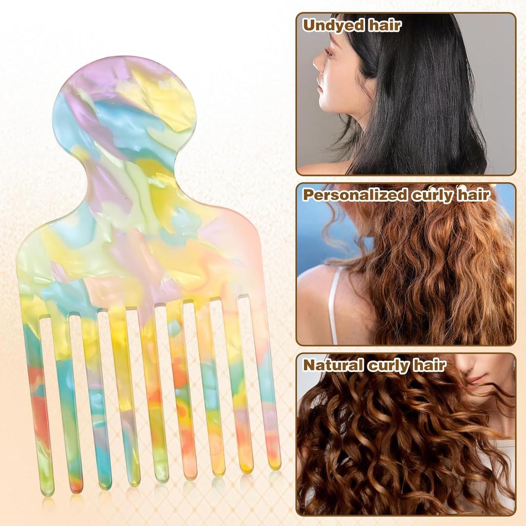 Fine-Tooth Comb Colorful, Hair Pick Comb Supplies, Exquisite Pink Hair Picks for Women Styling Tools Supplies for Women Suitable for Both Straight &