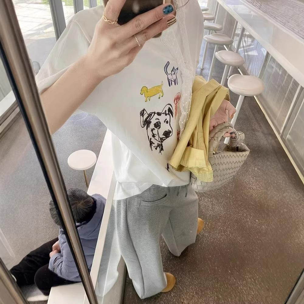 Women's Retro Japanese Cotton Short-Sleeve T-Shirt - Korean Style Fun Print, Loose Fit, Trendy Summer Student Top