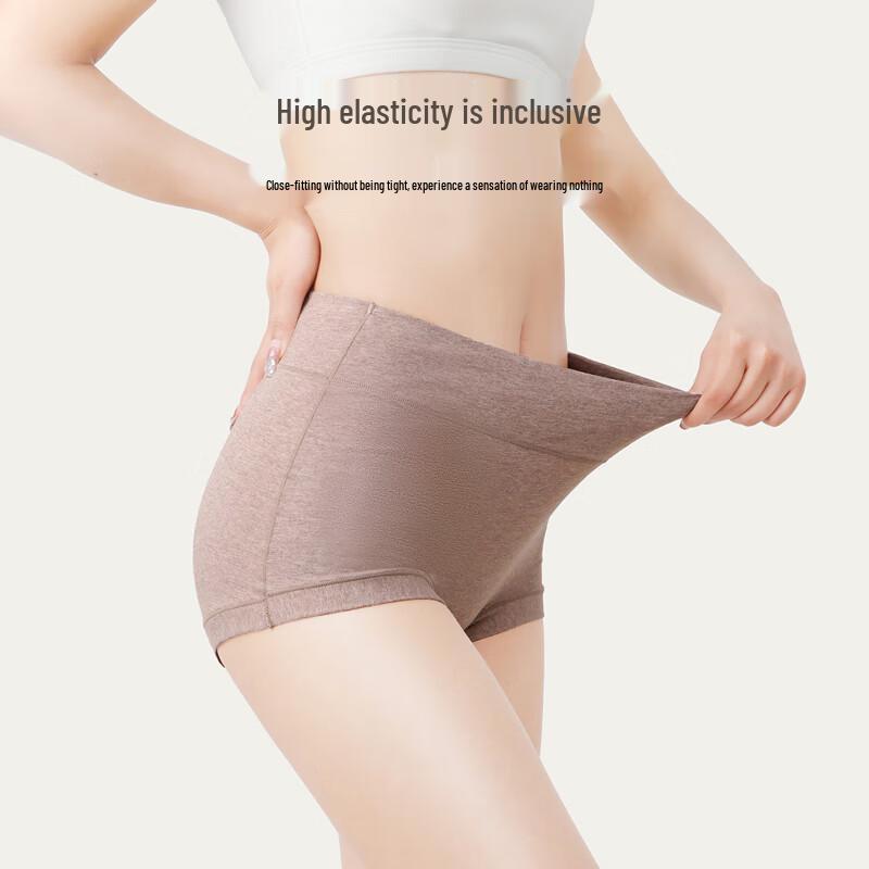 YOUNGYELL Women's High-Waist Pure Cotton Antibacterial Boxer Briefs 3-Pack