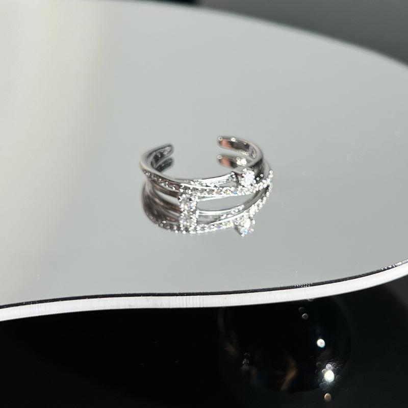 Collection retro Italian court style brushed hollow lace open ring women's fashion niche versatile ring
