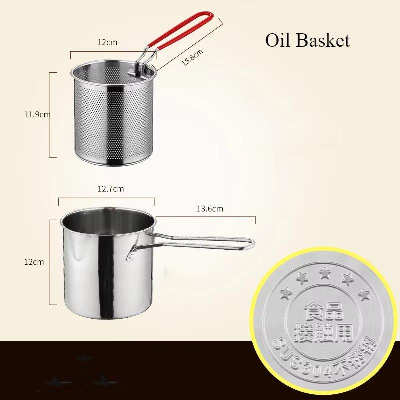 

Фритюрница 1PC304 из нержавеющей стали многофункциональная с корзиной для жарки, бытовое сито для рыбы с плоским дном, сетка для жарки, кухонные принадлежности