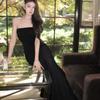 Green Slim Waist Sexy Tube Top Knitted Long Dress High-end Seaside Vacation Dress Women