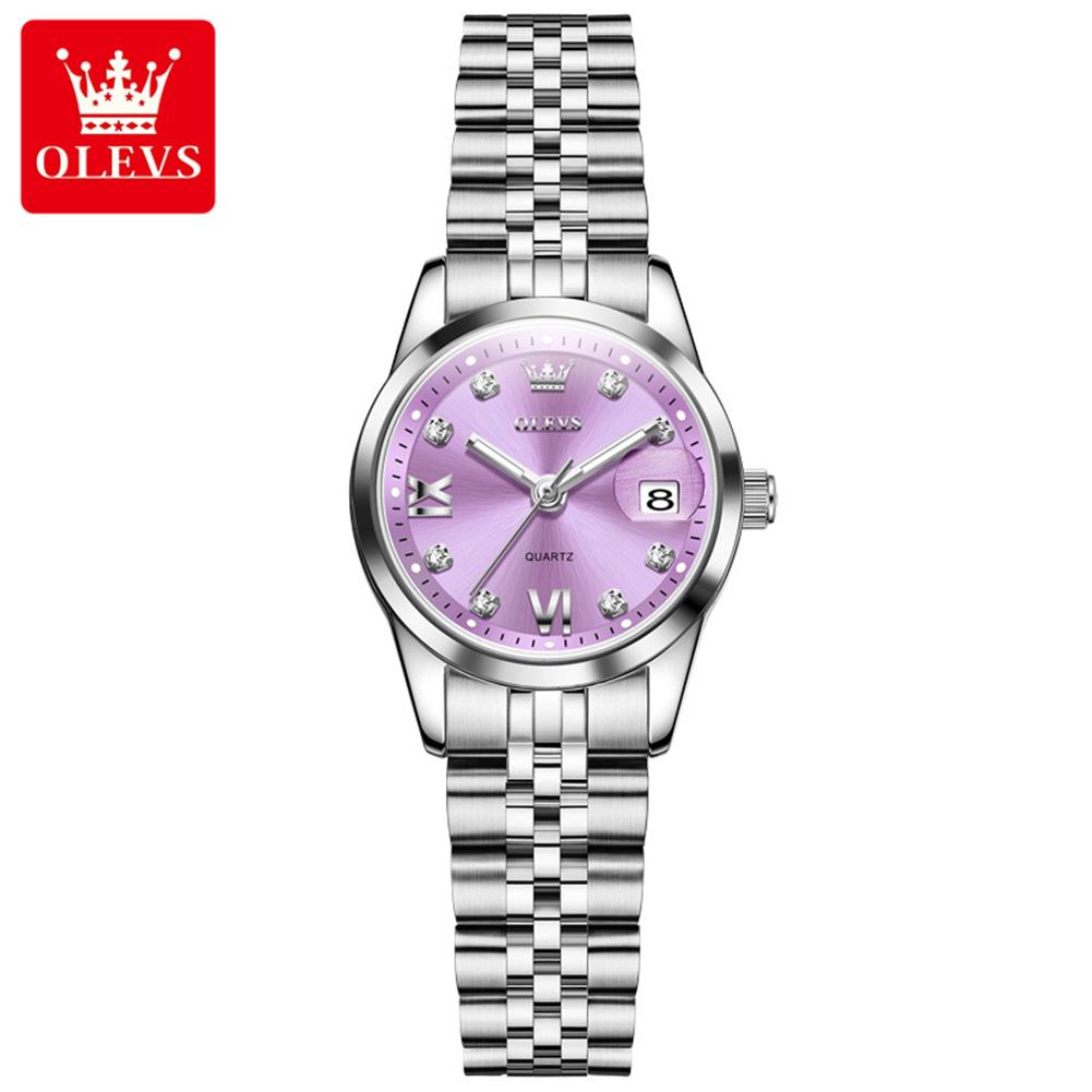Womens Watches Elegant Fashion Pink/Purple Quartz Watch for Lady Stainless Steel Strap Waterproof
