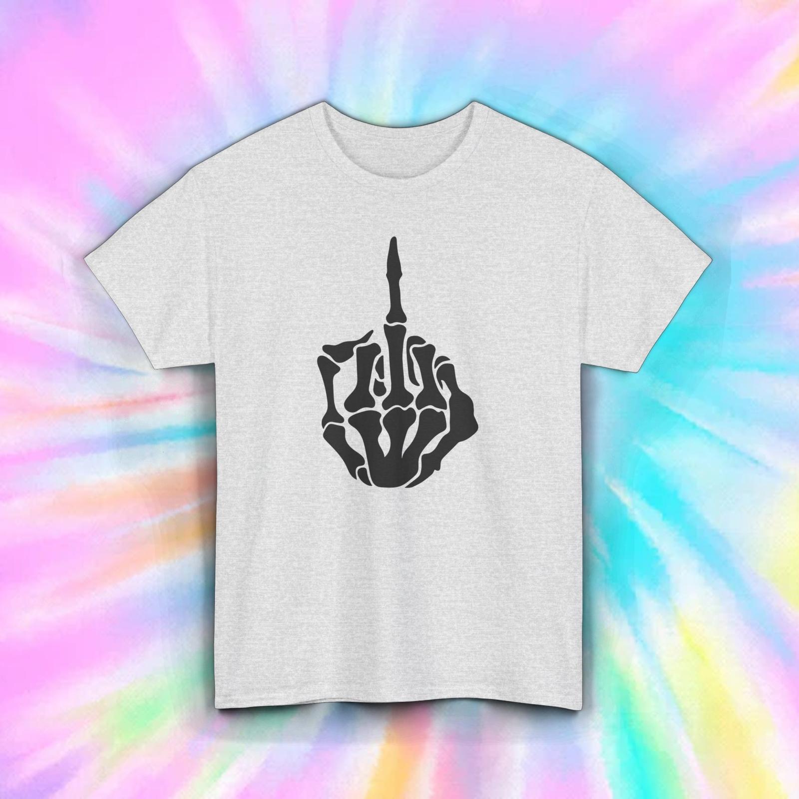 Skeleton Middle Finger T-Shirt | Funny Gothic Skeleton Hand Graphic Tee | S-5XL S