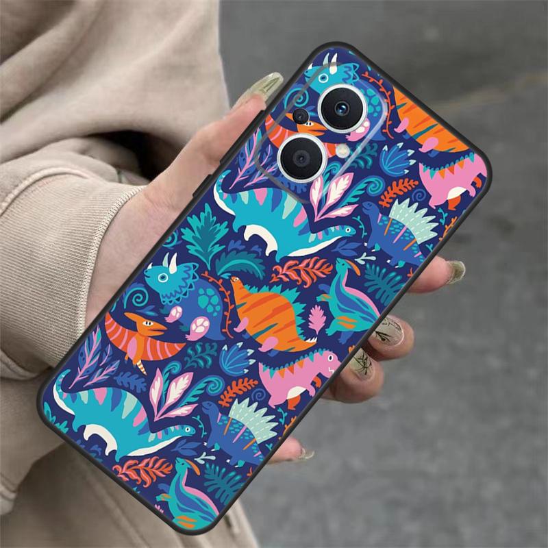 Cute Dino Dinosaur Case For OPPO Reno 14 12 11 10 13 Pro 14F 13F 12F 11F 8 7 Lite OPPO Find X9 X8 X6 Pro Cover