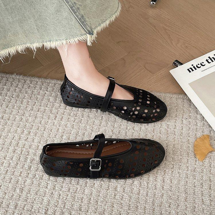 

Fashion Fashion French Women Shoes Summer New Round Toe Flat Shoe Shallow Mouth Mary Jane Shoes Anti Slip Soft Sole Women Ballet Shoe 36