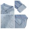 Damen Denim Button-Down Hemd Langarm Lässig Frühling Herbst Bluse Jacke mit Brusttaschen