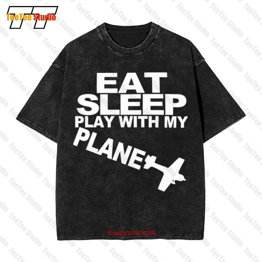 Eat Sleep Rc Plane Model Airplane Vintage Oversized TShirt WAR S