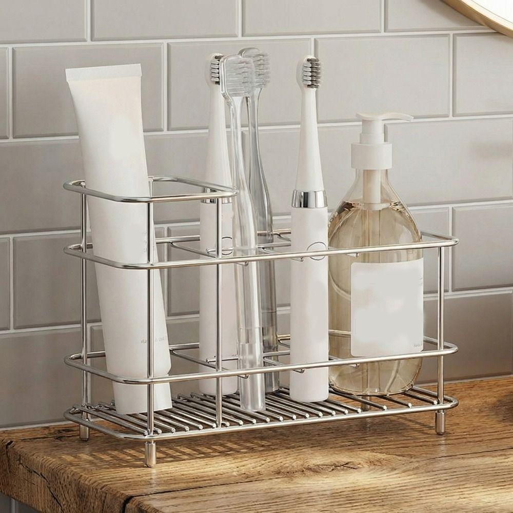 Stainless Steel Toothpaste Holder Multi-slot Toothbrush Toothpaste Shelf  Makeup Brush