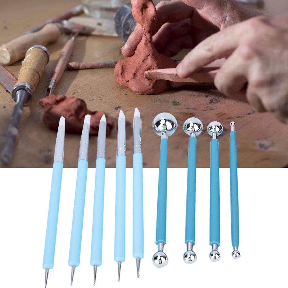 9Pcs Acrylic Silicone Craving Pen Aluminum Tube Handle Pottery Clay Sculpture Tool #1