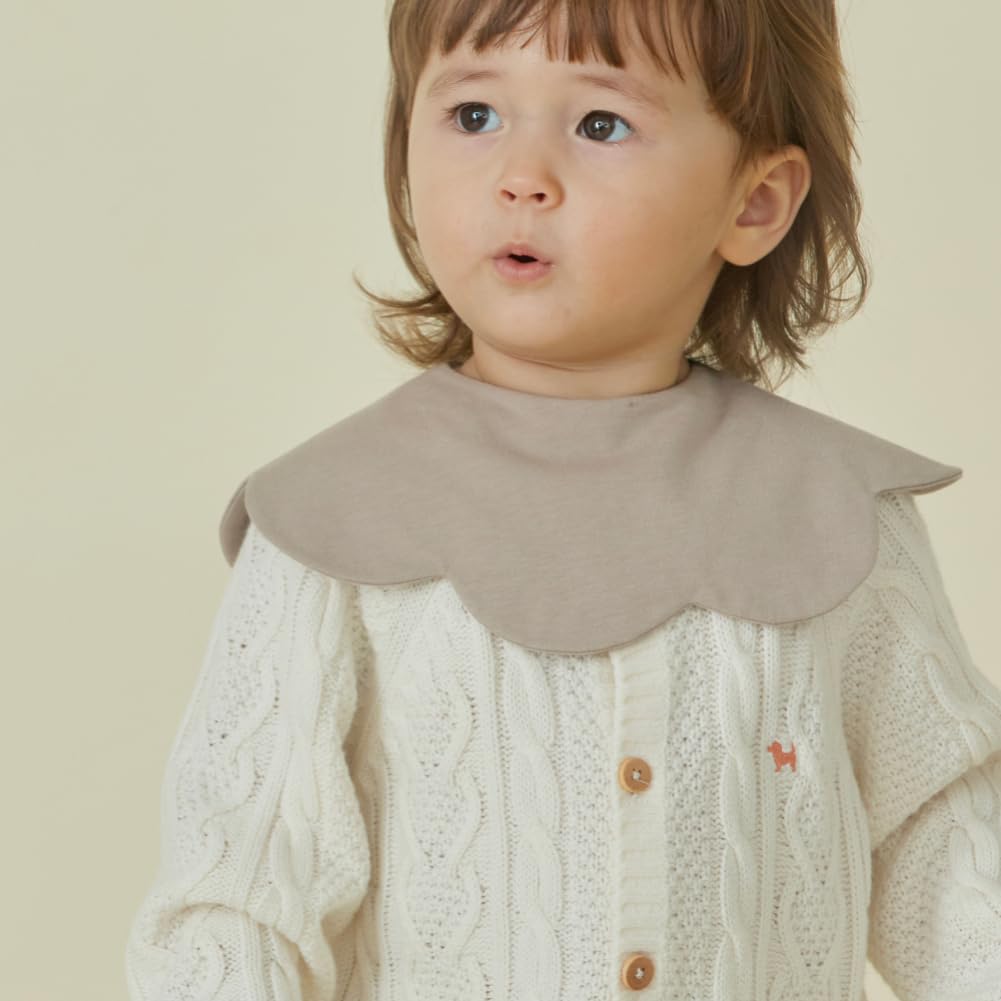 Konny Baby Bib Baby Bib Rolling Quick Baby Baby Stylish Present 3 Creamy Brown Caramel [Konny] Set, 360° Bib, Absorbent, Drying, Simple, Girls, Boys,