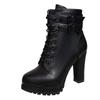 Women Autumn Ankle Boots Sexy Office High Heels Platform Boots Round Toe Leather Booties Black Pumps Ladies Party Shoes New 2024