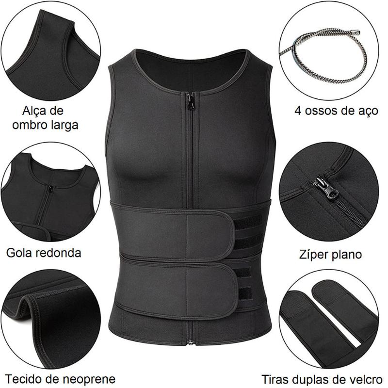 Gilet Sauna Uomo con Zip Frontale, Doppie Cinghie Regolabili e Tessuto Termocatturante, Perfetto per Allenamento in Palestra e Modellamento del Corpo