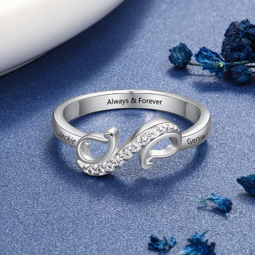 Customized Finger Ring Elegant Jewelry Engrave 2 Names Water Drop Shape Women With Modish Stylish Rings Giveaway Present Girlfriendri103855Elegant