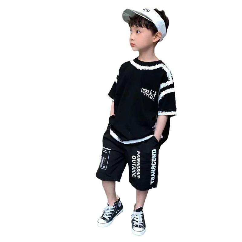 Summer Pu Re Cotton Short-sleeved Tops And Shorts Casual Boys Suit