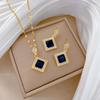 Mikro-Inlay Halskette Ohrringe Set Leichter Luxus Rhombus Anhänger Persönlichkeit Temperament Bankett Ohrringe Halskette Kombination