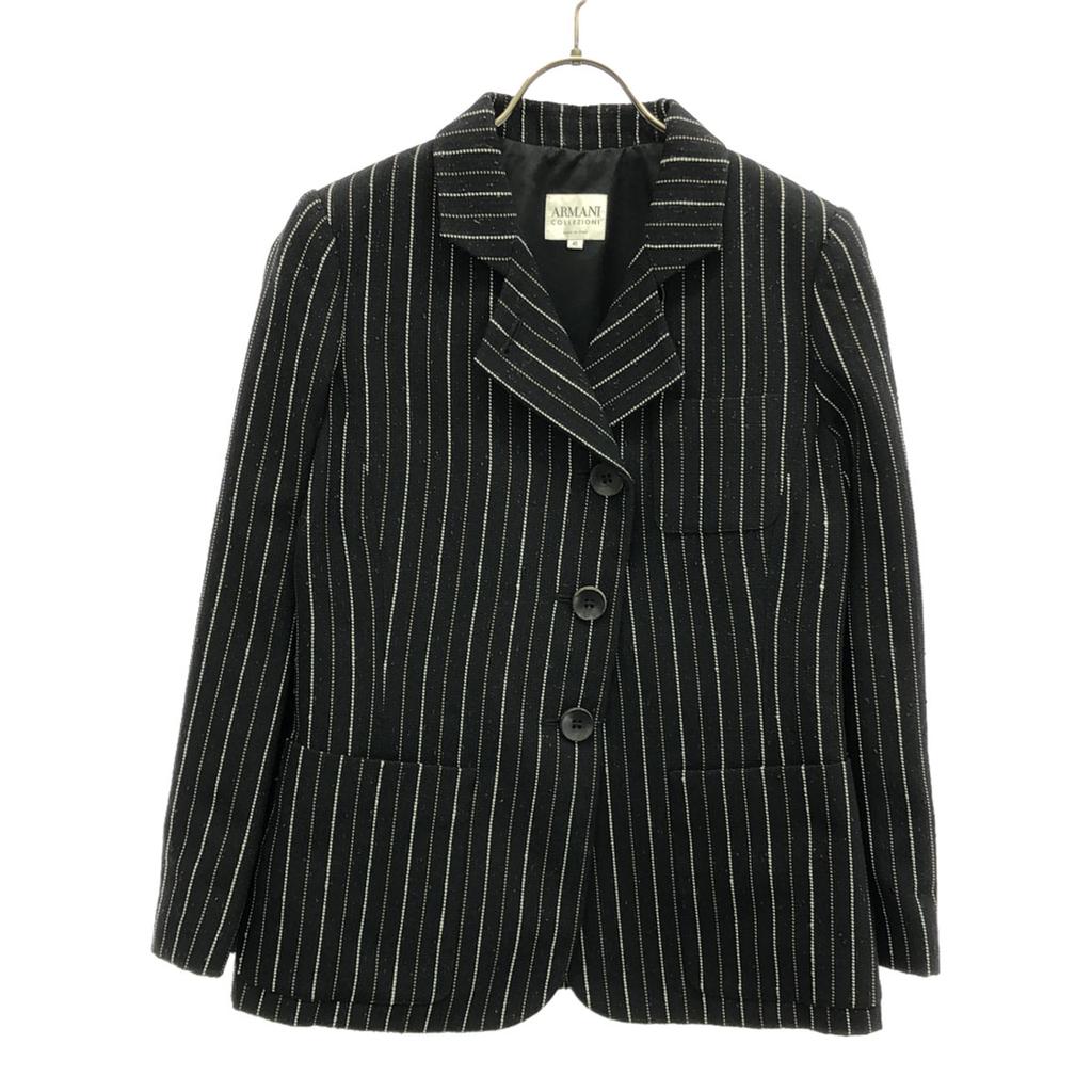 Armani Collezioni Made In Italy Wool Blend Striped Pattern Tailored Jacket Women Used