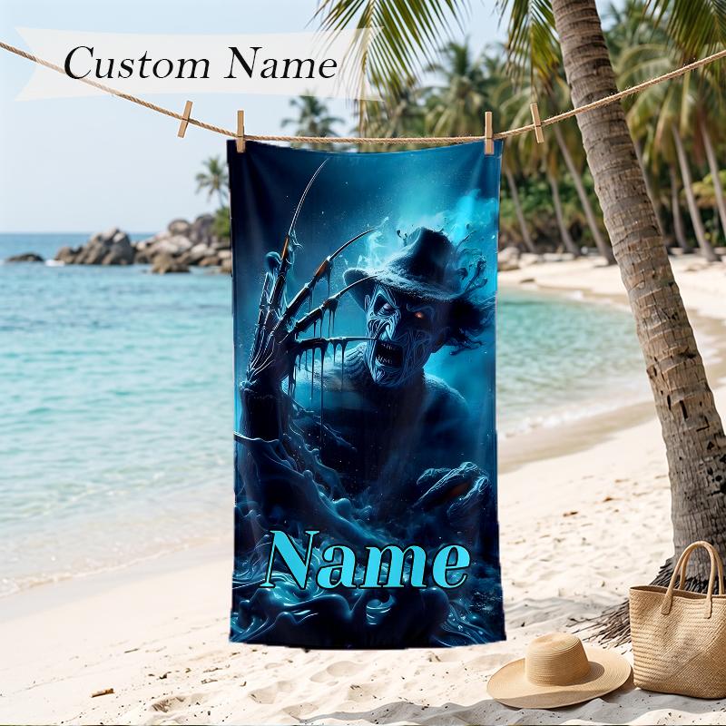 Freddy Krueger Custom Name Printed Beach Towel Personalized Soft Towel For Swimming Beach Travel