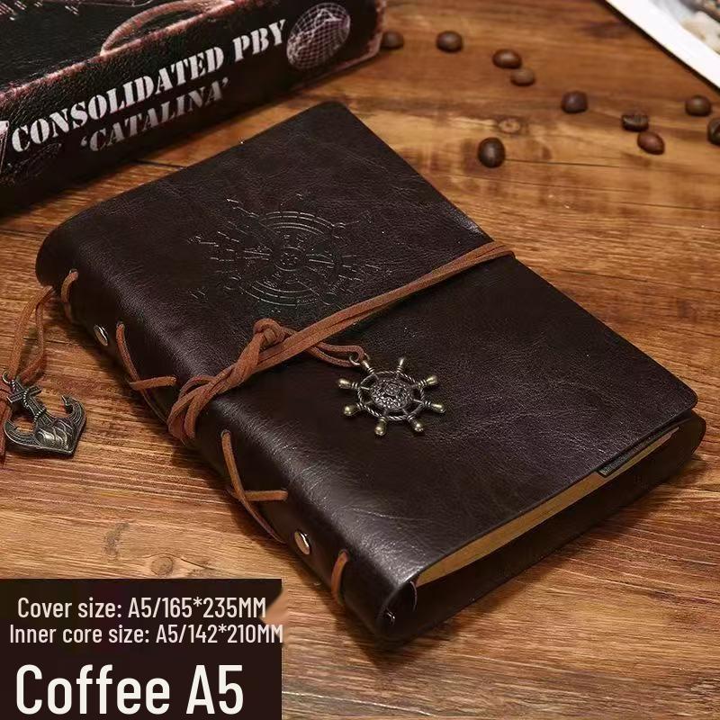 Vintage Pirate-Themed Loose-Leaf Journal - Kraft Paper & Doodle Diary