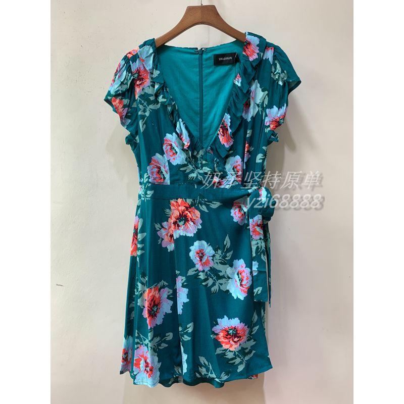 

Australian Pure Original Mi * Kpink Retro Hong Kong Style Elegant V-neck Wrap One-Piece Chiffon Dress Women Green M