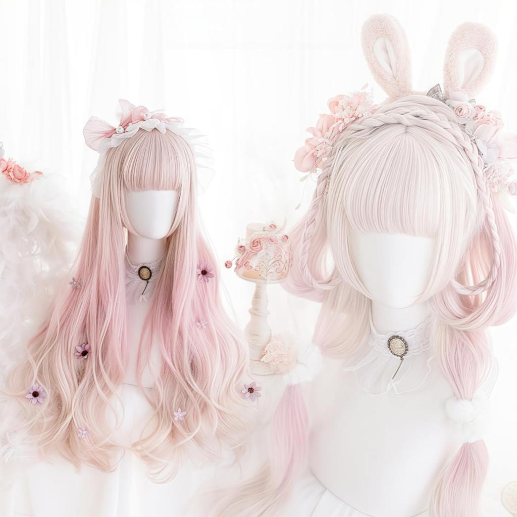 RyuuCos Lolita Wig, Long Hair, Curly, Pink, Gradient, Cosplay, Heat Resistant, Costume, Gift, Event, Halloween, Christmas, School Festival, Cultural