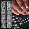 New manicure 12-grid jewelry size mixed flat-bottomed diamond round silver diamond jewelry