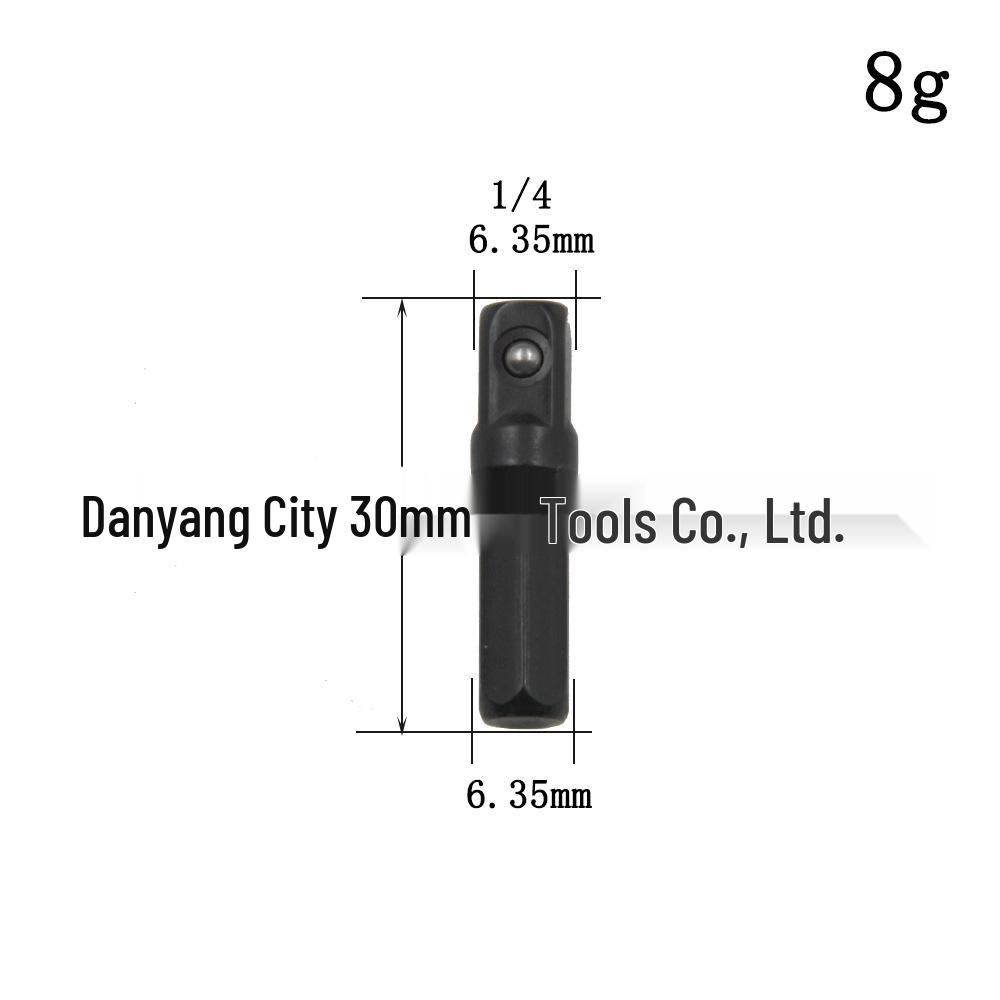 8-Piece Black Hexagonal Handle Electric Screwdriver Set with 3-Piece Steel Ball and Rivet Rod Conversion Sleeves