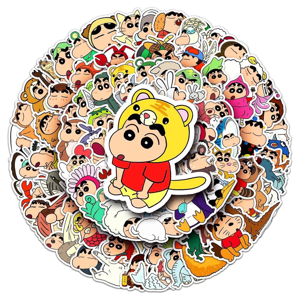Kawaii Anime Crayon Shin-chan Stickers Skateboard Suitcase Phone Laptop Waterproof Cute Stickers Cartoon Kids Toy