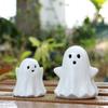 2Pcs Halloween Ceramic Ghostly Figurines With Soft Glows Night Light Handcrafted Holiday Decoration for Bedroom Party Decoration Collectibles