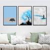 WCIC New Modern Blue Simple Series Tree Decorative Painting Art Cloth Home Background Wall Decoration Hanging Painting