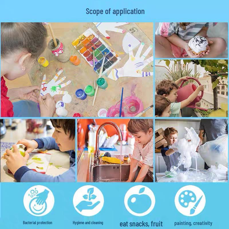 Kids' Individually Packaged Thick Disposable Latex Gloves for Painting, Cooking, and Dishwashing