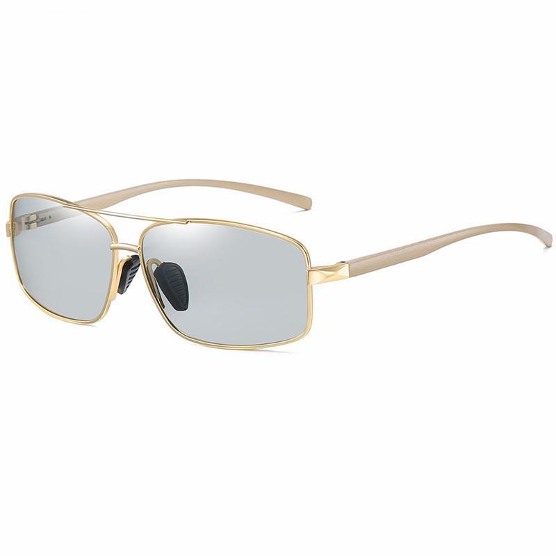 Rectangle Metail Frame Polarized Sunglasses Men Brand Designer Color Changing Sun Glasses Male Sun Glasses Driving UV400