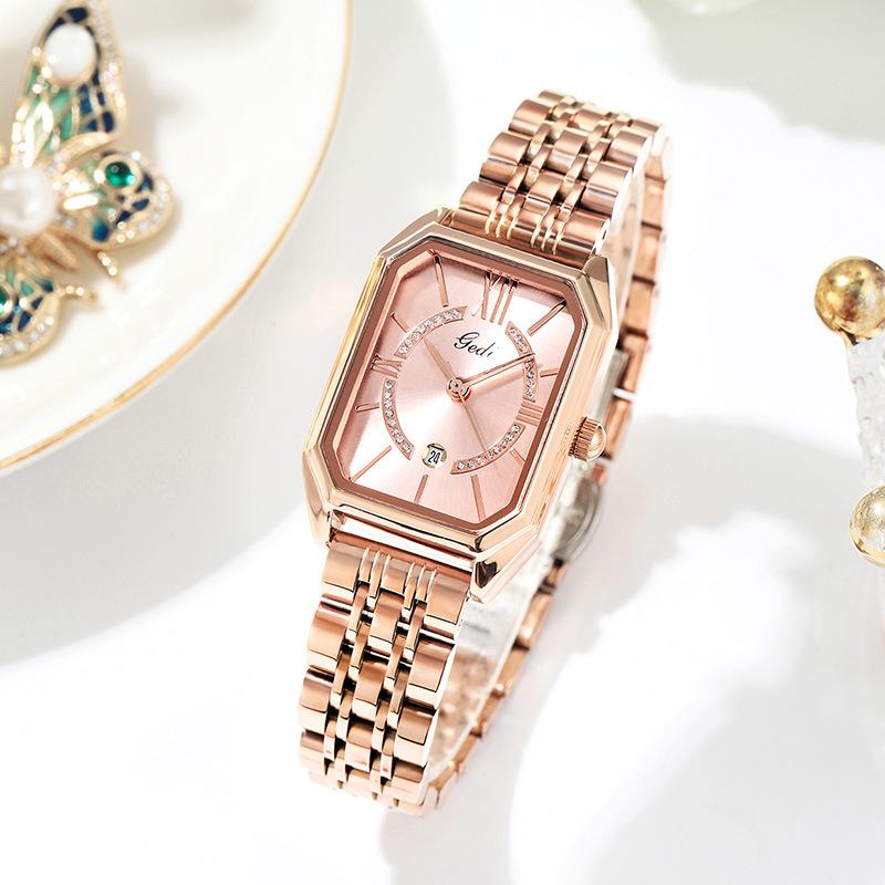 Ladies Retro Steel Strap Small Dial Fashionable Small Square Watch Temperament Waterproof Quartz Watch