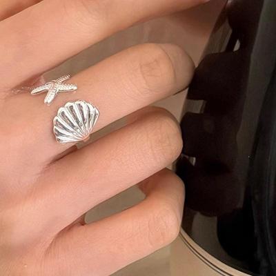 Starfish Ocean Style Adjustable Ring Set - Niche Fashion for Vacations
