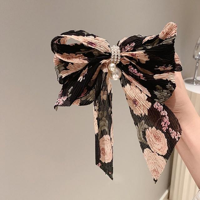 Big Bow Sweet Fabric Floral Hair Clip Korean Version of The Back of The Head Duckbill Clip Hair Accessories For Women