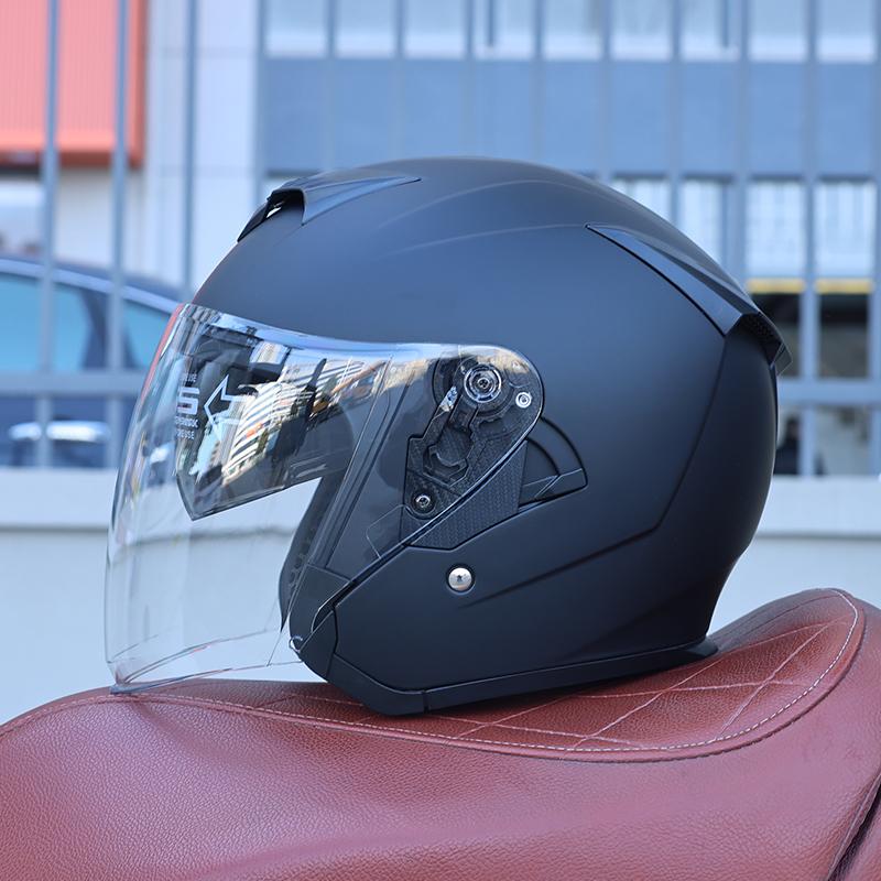 Orz-600 Motorcycle helmet retro half helmet with dual lenses for men and women, universal coverage helmet for all seasons