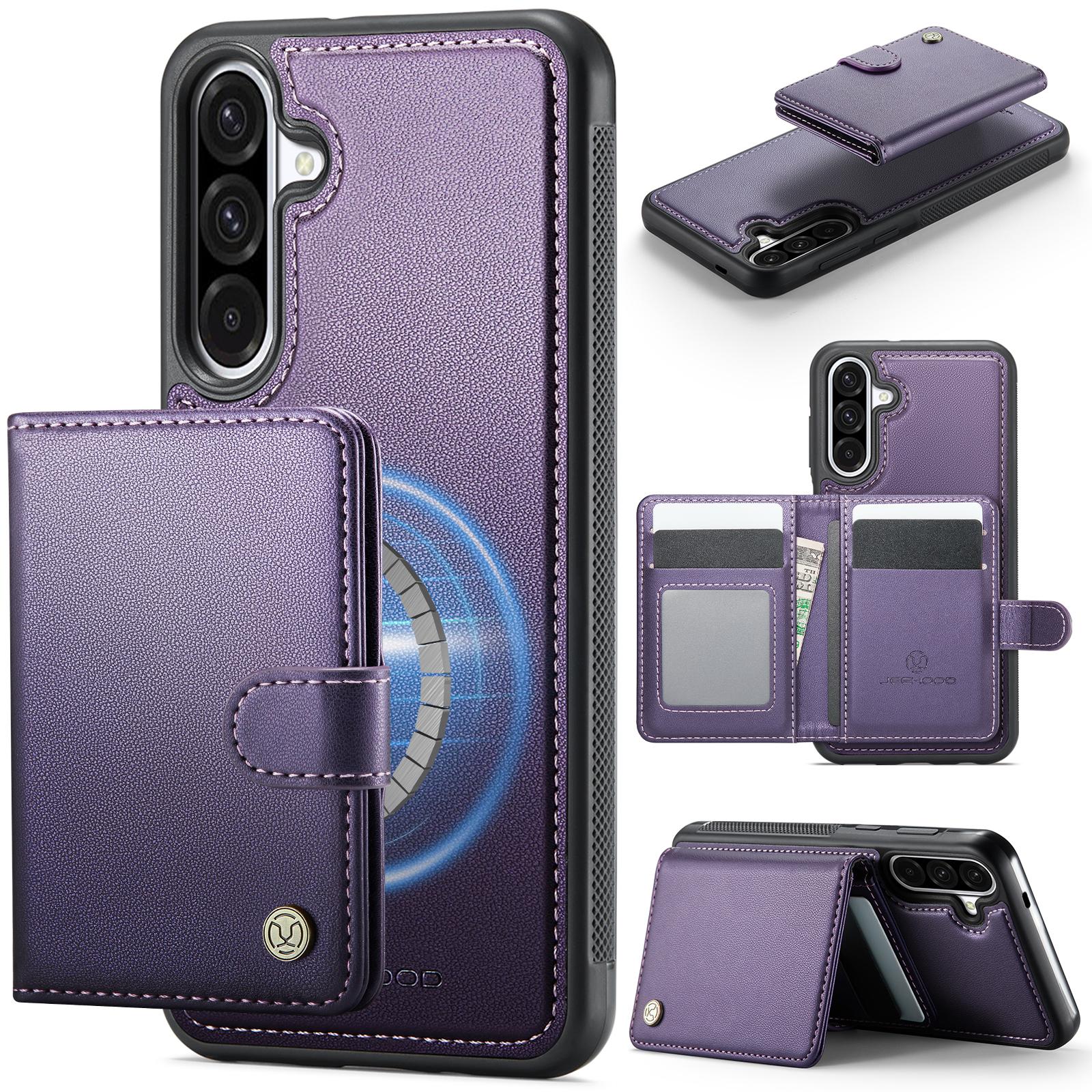 

For Samsung Galaxy A56 5G Case JEEHOOD J09 RFID Blocking Card Holder Leather Back Phone Cover Magnetic Case