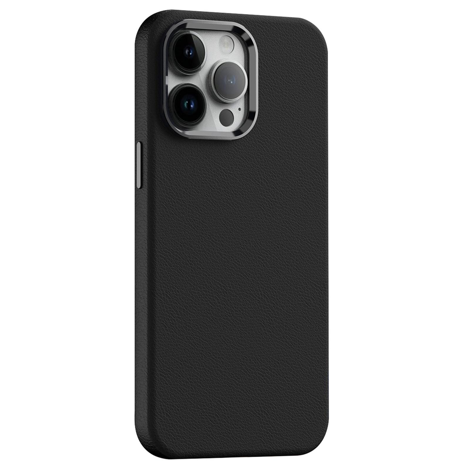 

For iPhone 12/12 Pro 6.1 inch Cover PC+PU Leather Anti-Drop Magnetic Cell Phone Case Black