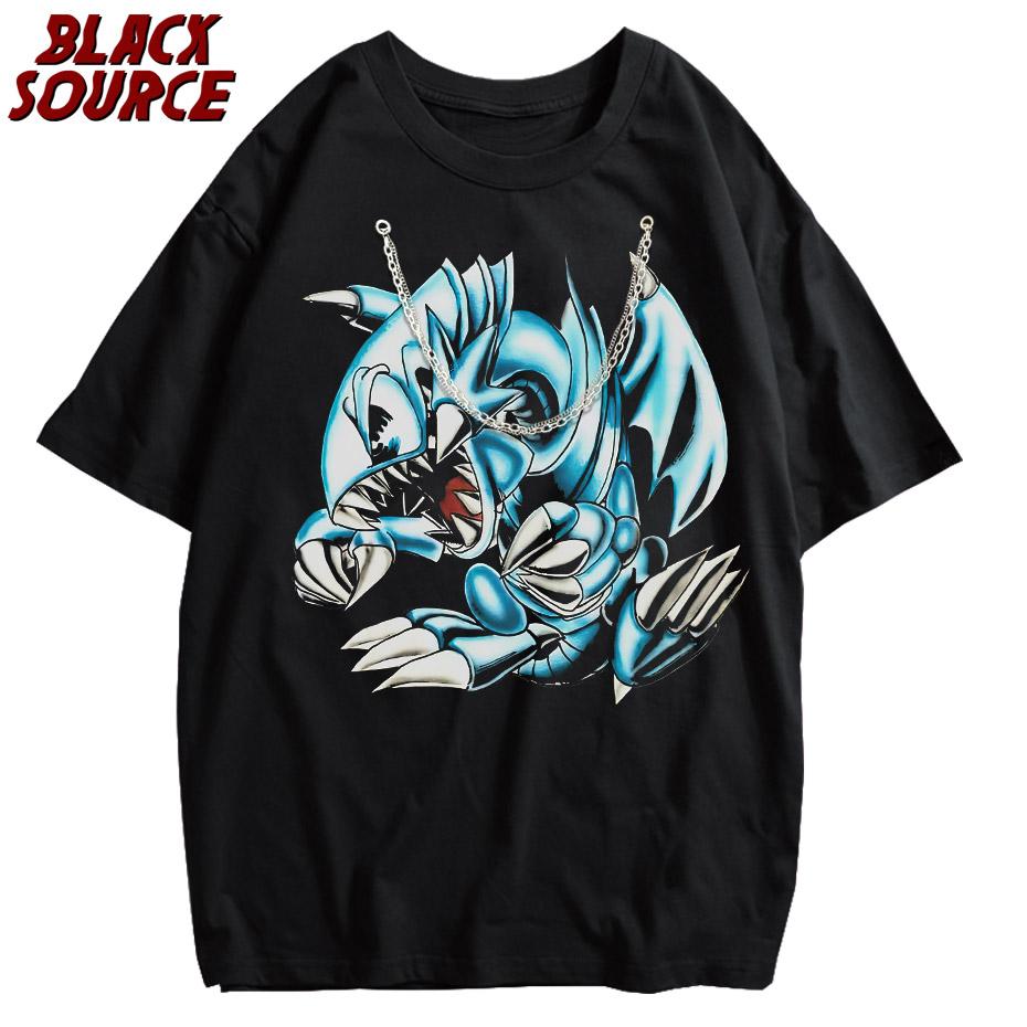 

Summer Fashion TShirt Men Hip Hop Streetwear Blue Dinosaur Printed T Shirt Harajuku Cotton Casual Tshirt Short Sleeve Tops Tees M