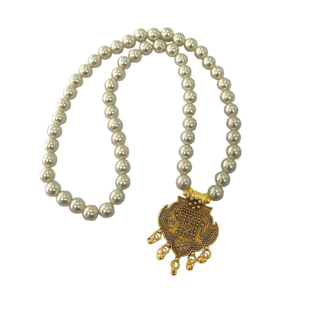 

RSINC Fancy Peacock Pendant White Beads Necklace for Women & Girls Necklace 14