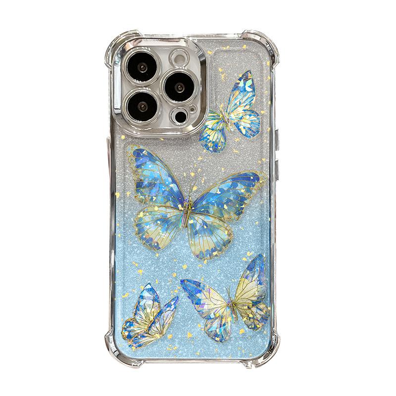 Butterfly Bracket Suitable for Apple 15 Promax Mobile Phone Case 14 Electroplated Anti-fall 13 Transparent 16 Silicone 11