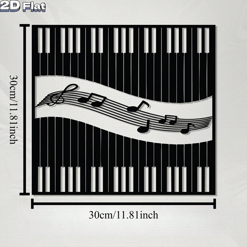 Piano Keys & Notes Metal Wall Art, Rust-Resistant Iron Mural for Living Room or Garden, Music Gift