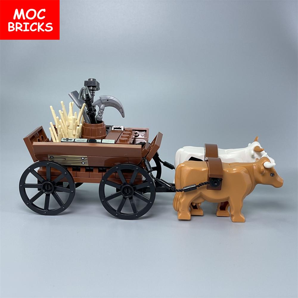 Bai Fen Bai Toys Set Sale Moc Block Bricks Cow Cattle Cart Oxen Town Farm House Assembled Building Block Set Accessories Children's Toys Playsets
