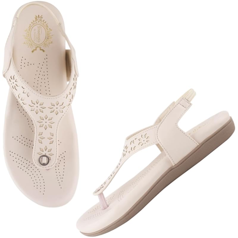 Shoetopia Women'S Snd-1182 Flat Sandal-5 Kids Uk (Snd-1182-Cream)-Eu38